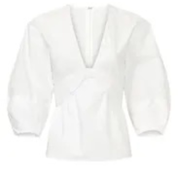 Derek Lam Rent the Runway White V-neck top long sleeve sz 38 $290 - Picture 5 of 5